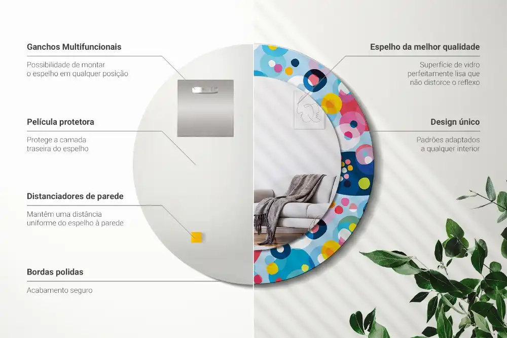 Specchio circolare stampato Ruote colorate