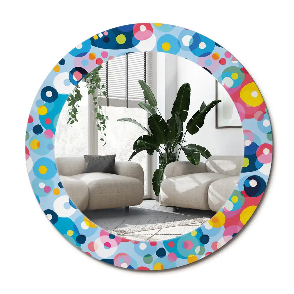 Specchio circolare stampato Ruote colorate