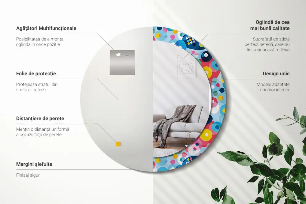 Specchio circolare stampato Ruote colorate