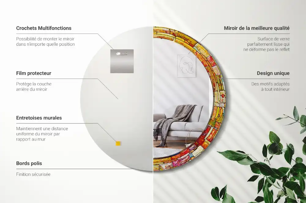 Specchio circolare decoro Vetrate colorate