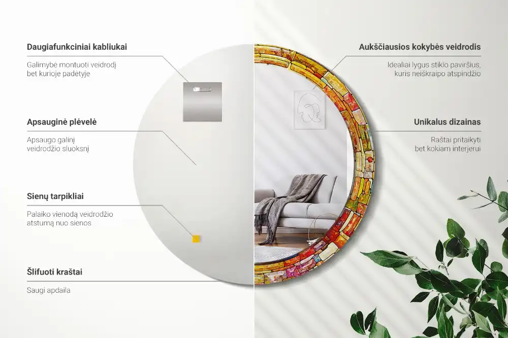 Specchio circolare decoro Vetrate colorate