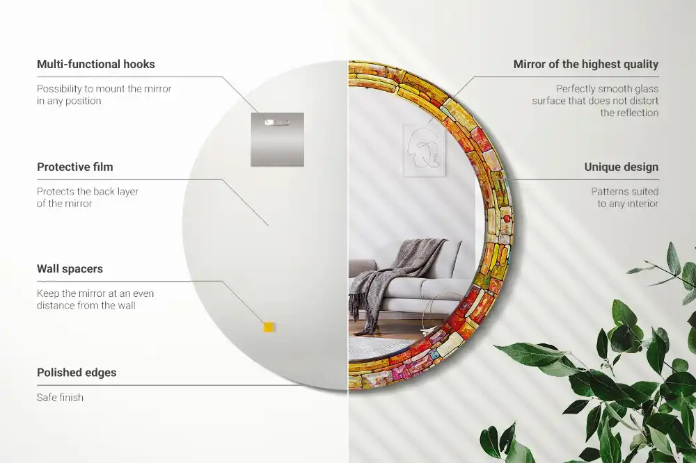 Specchio circolare decoro Vetrate colorate