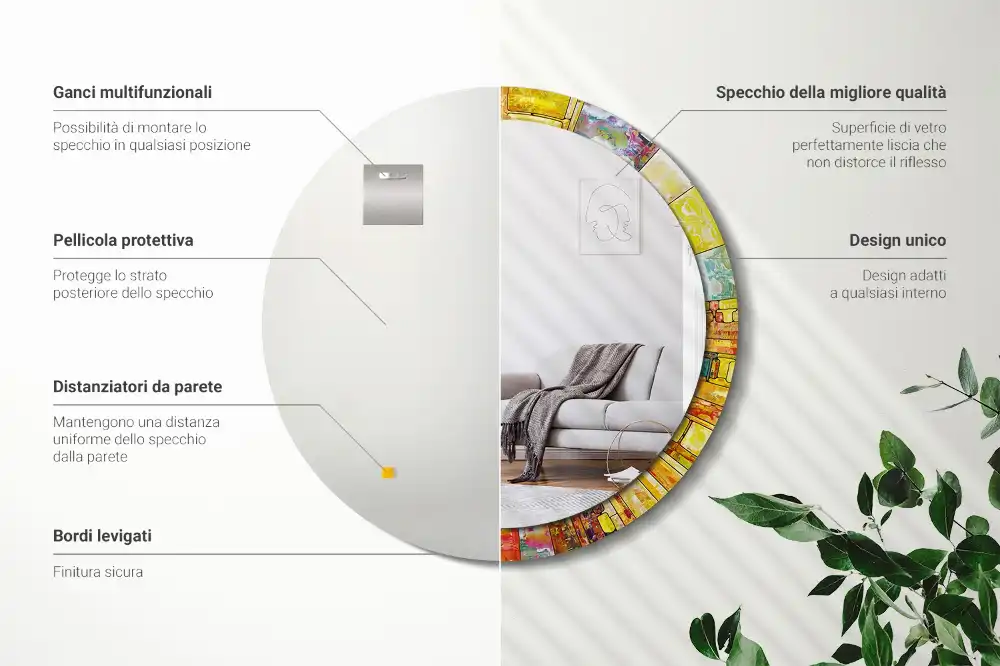 Specchio circolare decoro Vetrate colorate