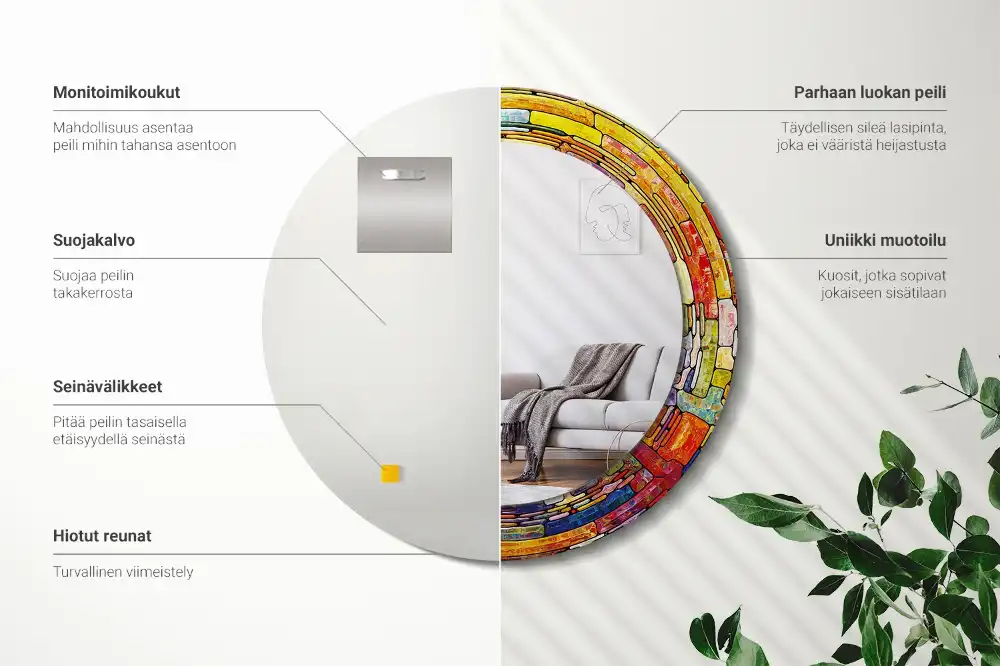 Specchio circolare decoro Vetrate colorate