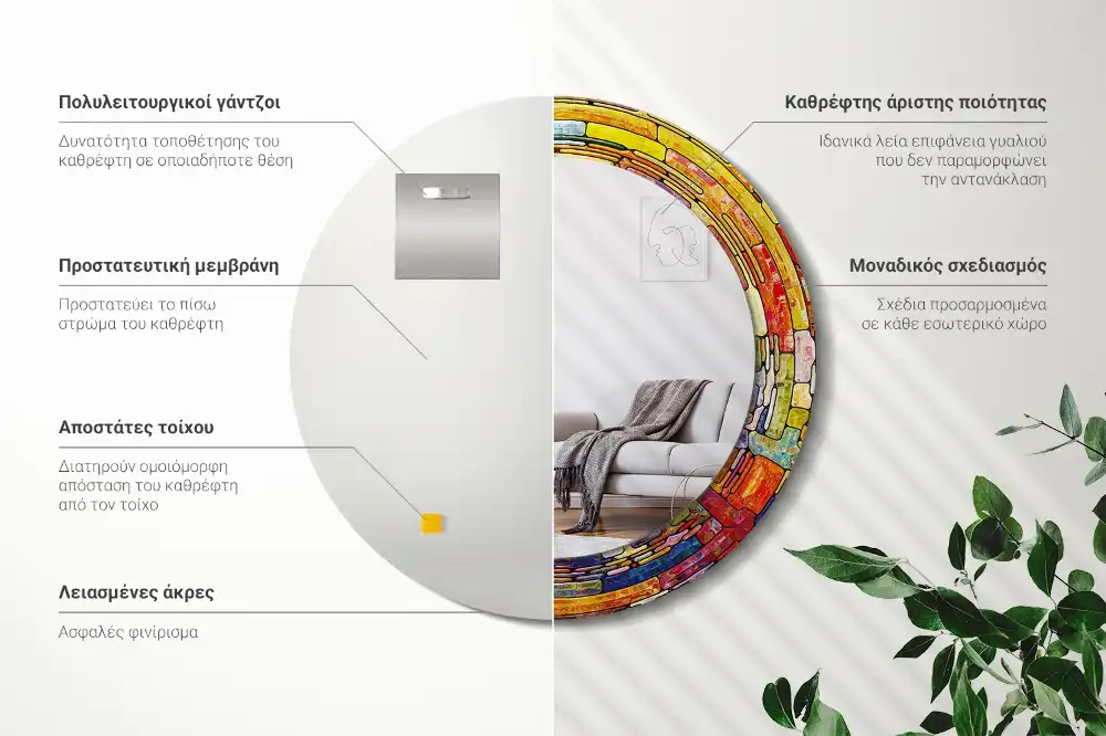 Specchio circolare decoro Vetrate colorate