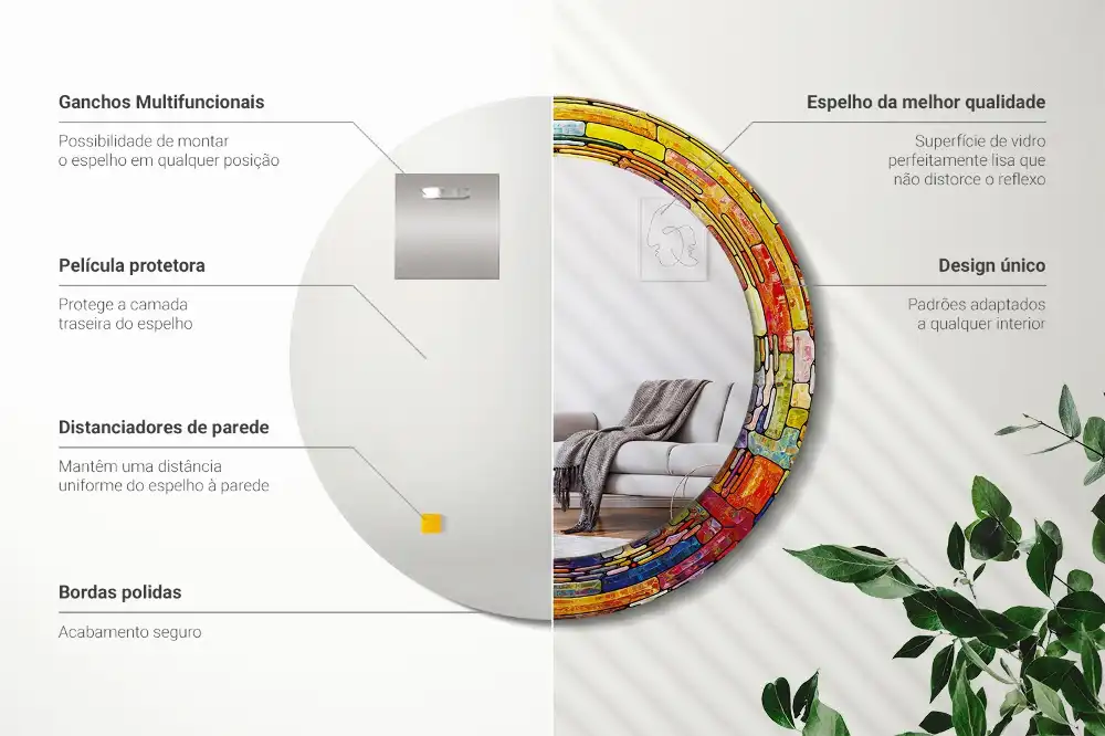 Specchio circolare decoro Vetrate colorate