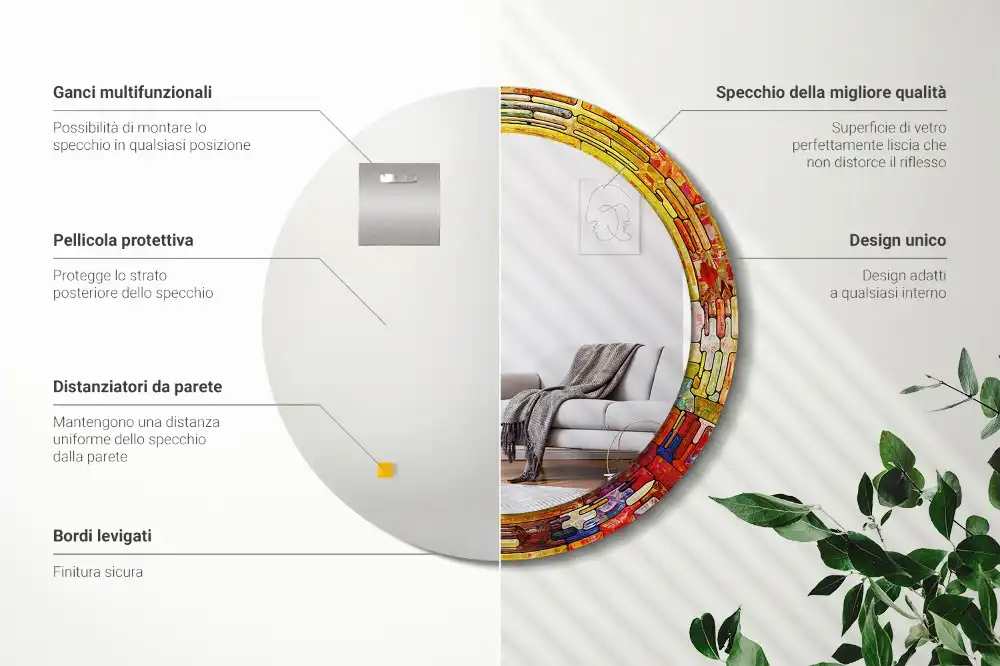 Specchio circolare decoro Vetrate colorate