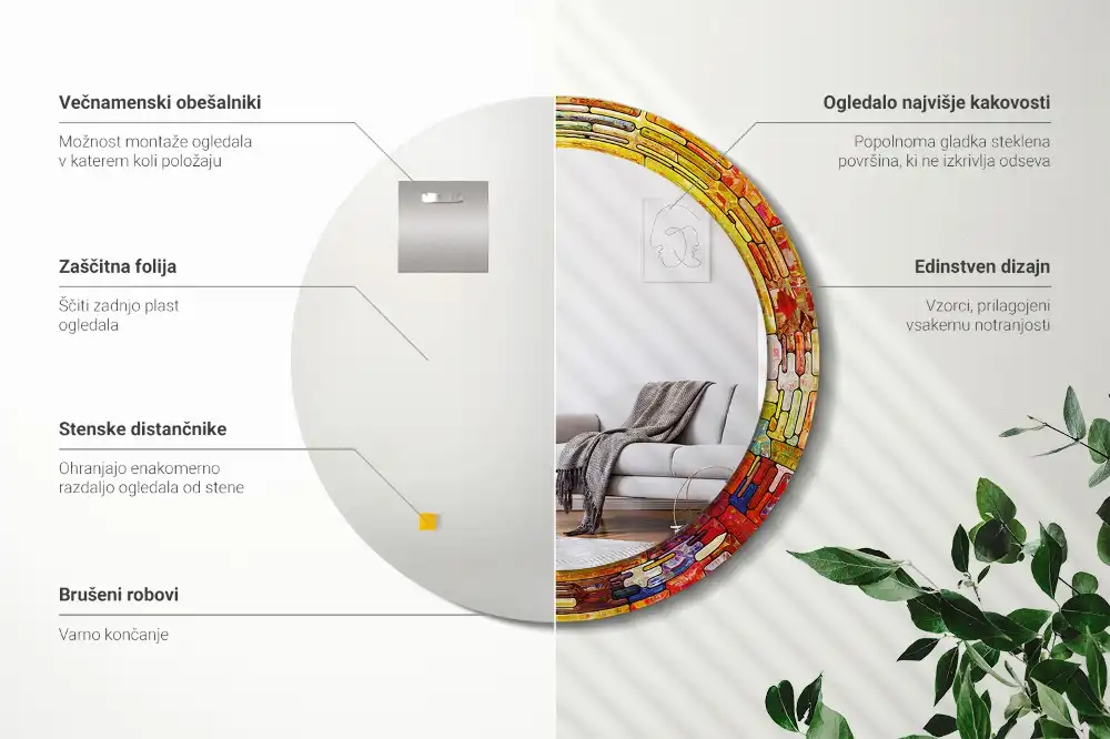 Specchio circolare decoro Vetrate colorate