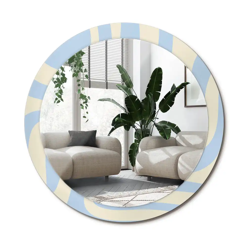 Specchio rotondo con cornice stampata Forma astratta