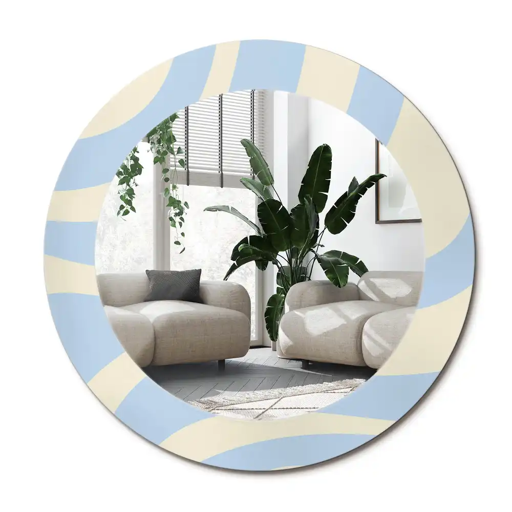 Specchio rotondo con cornice stampata Forma astratta