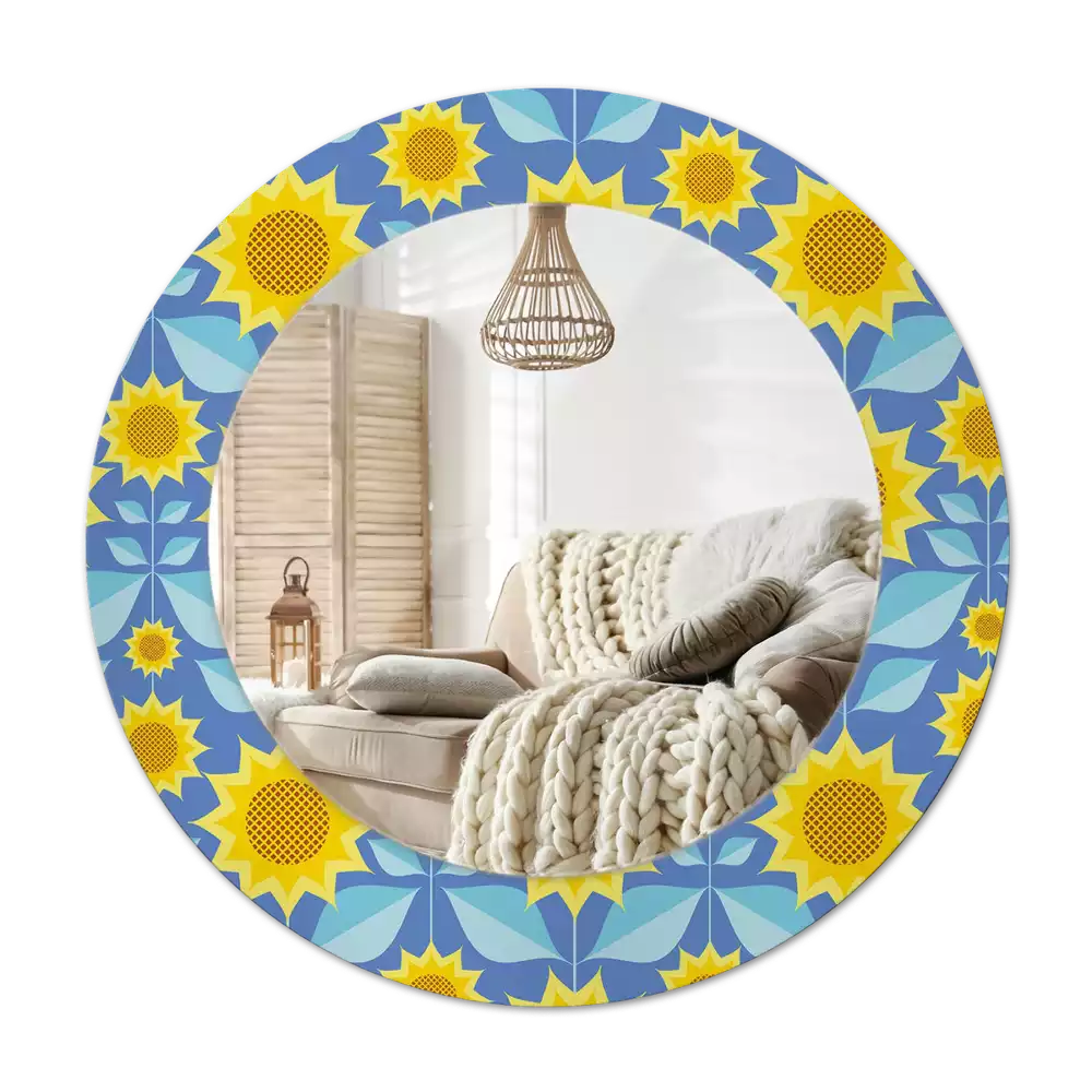 Specchio circolare decoro Girasoli geometrici