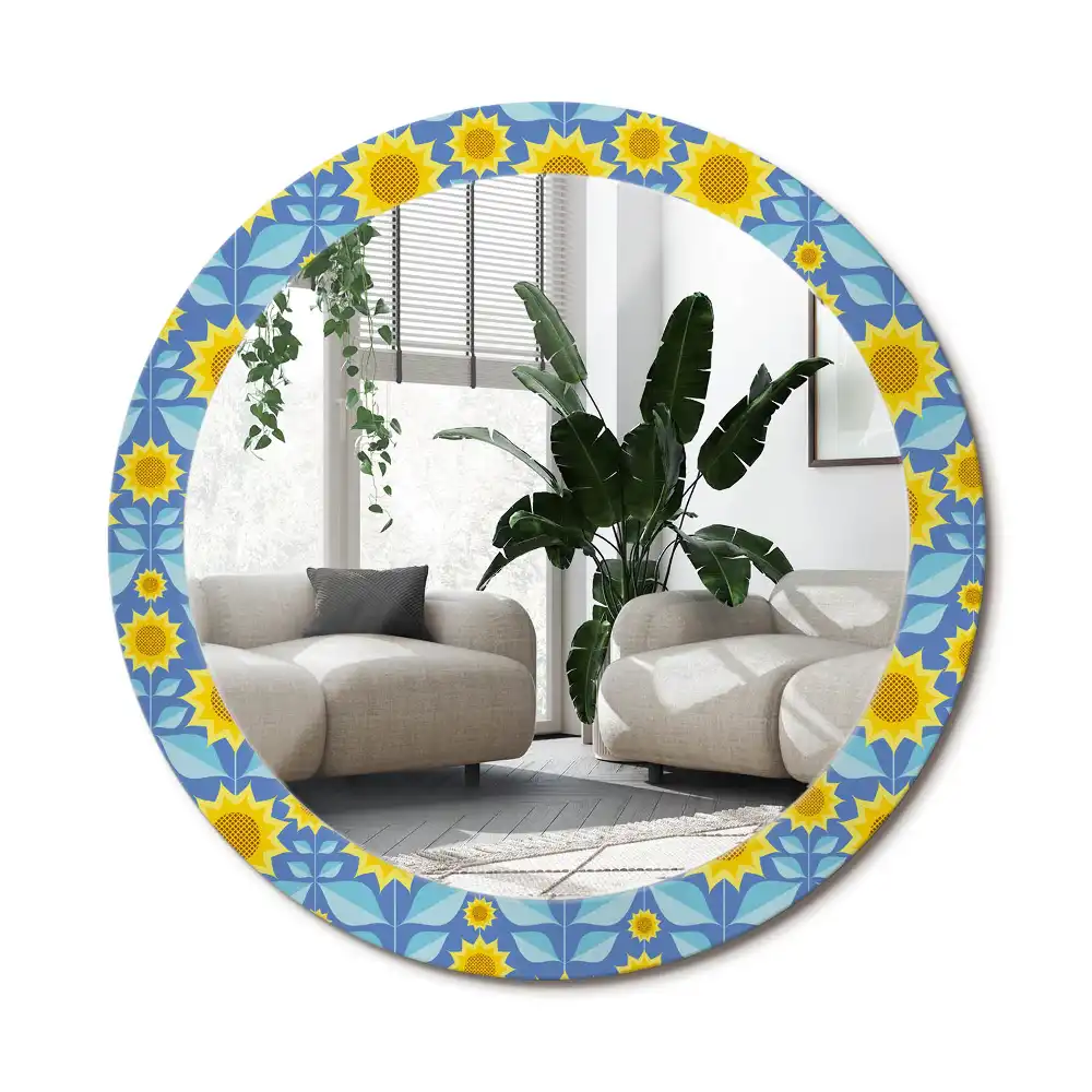 Specchio circolare decoro Girasoli geometrici