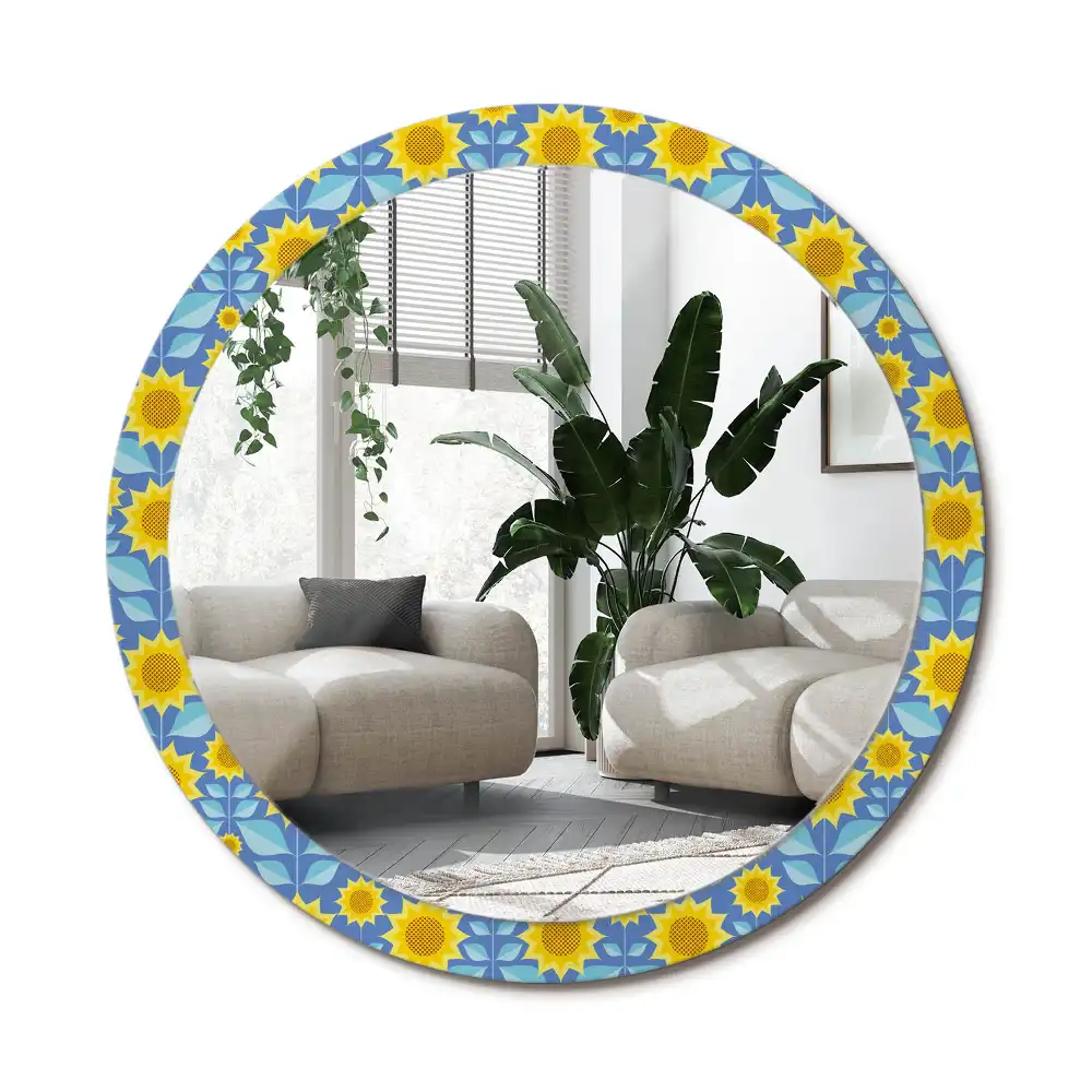 Specchio circolare decoro Girasoli geometrici