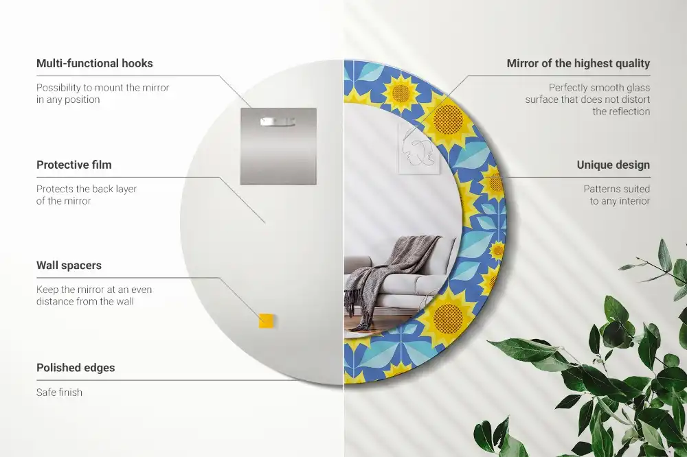 Specchio circolare decoro Girasoli geometrici