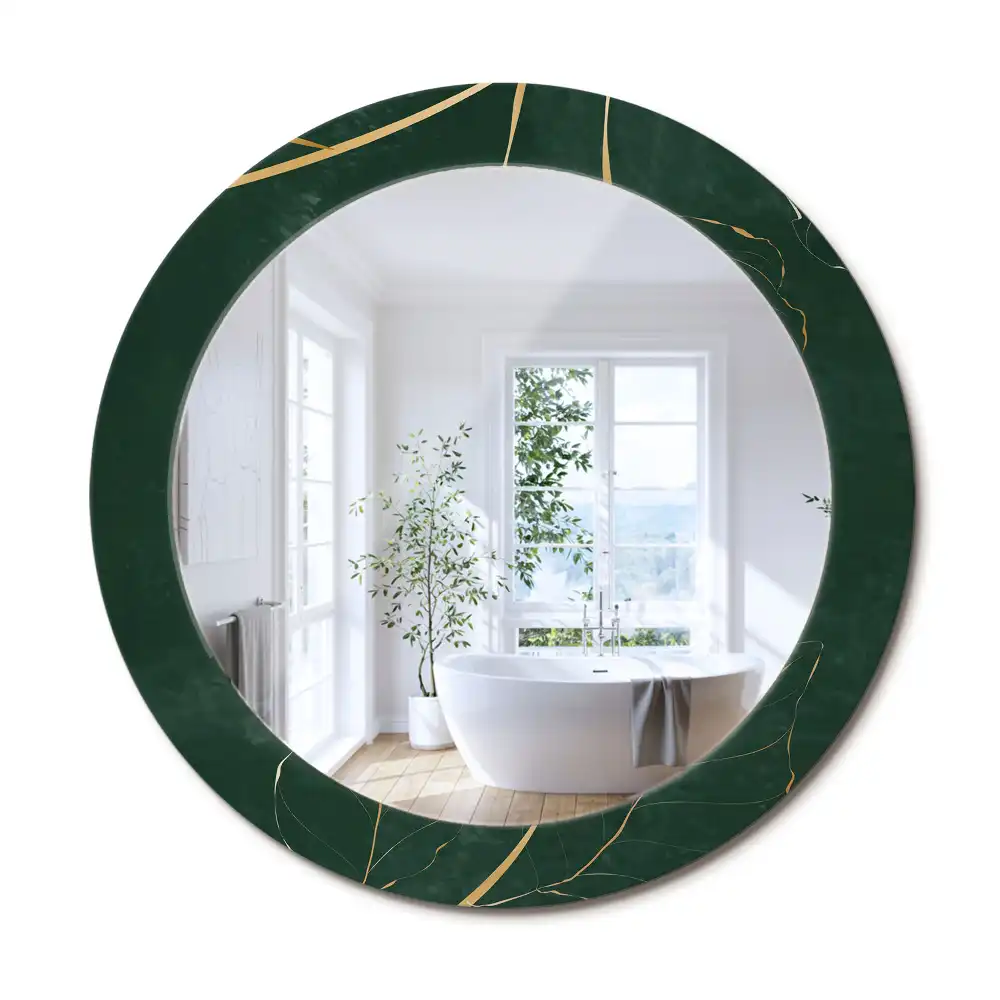 Specchio circolare stampato Contorno della foglia