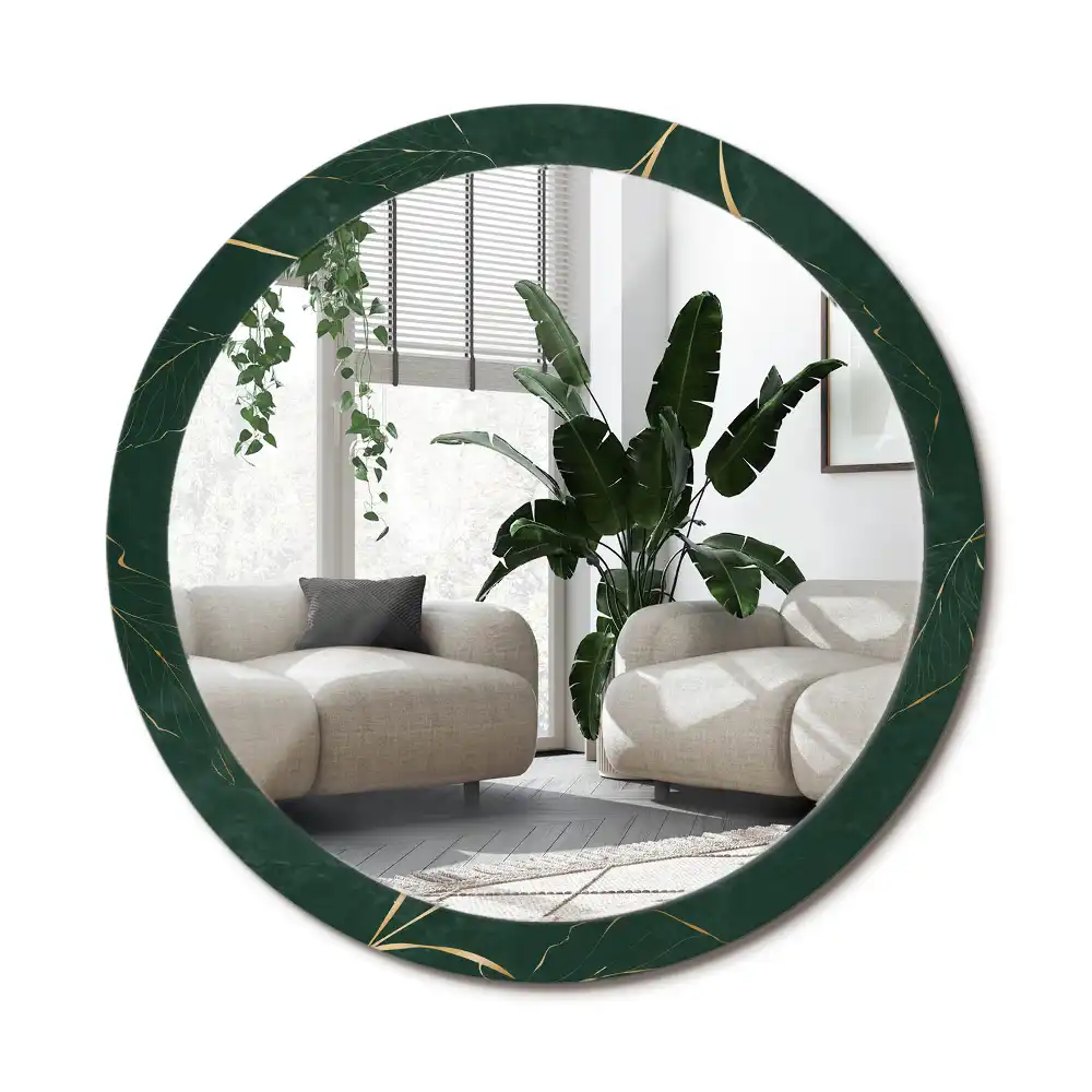 Specchio circolare stampato Contorno della foglia