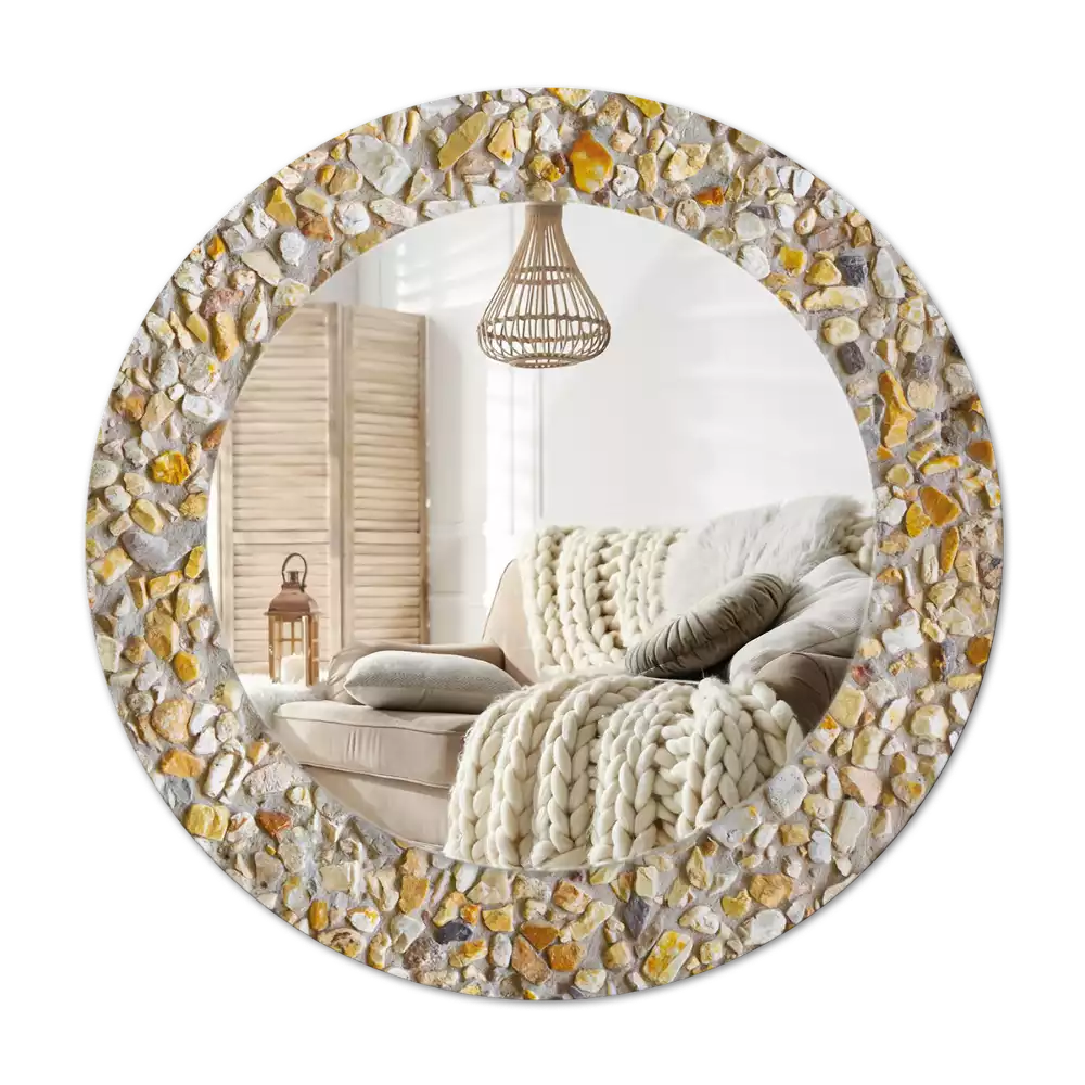 Specchio rotondo con cornice stampata Modello terrazzo