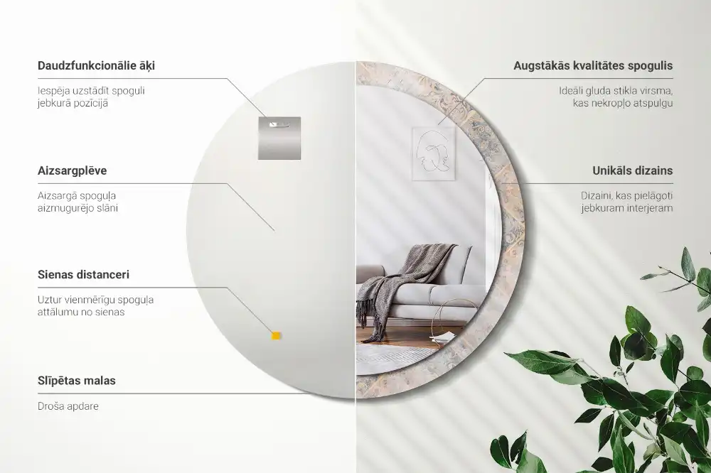 Specchio circolare decoro Piastrelle abrase