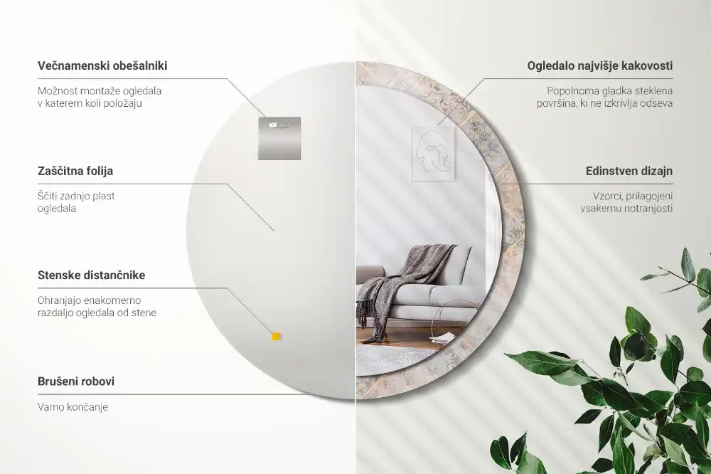 Specchio circolare decoro Piastrelle abrase