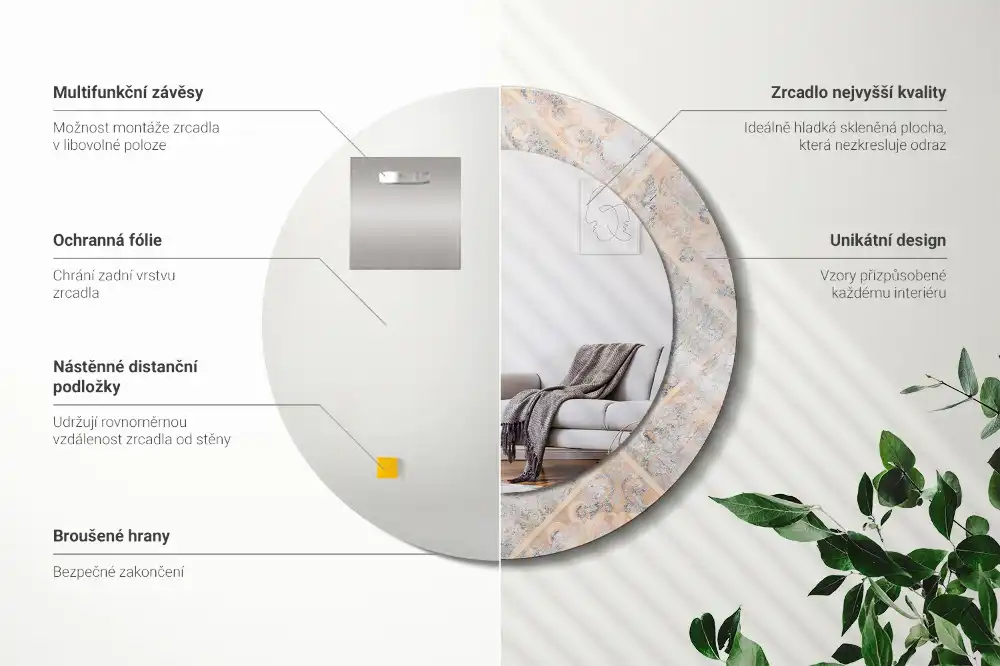 Specchio circolare decoro Piastrelle abrase