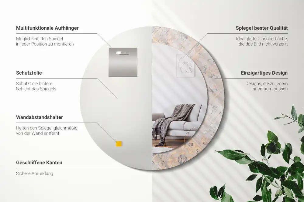 Specchio circolare decoro Piastrelle abrase