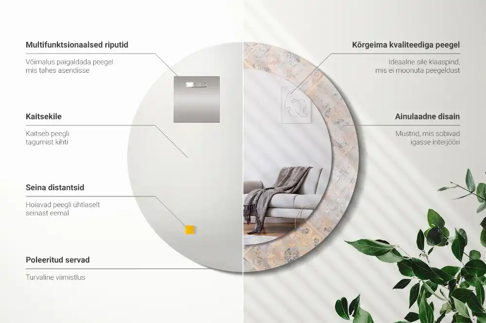 Specchio circolare decoro Piastrelle abrase