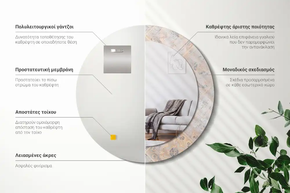 Specchio circolare decoro Piastrelle abrase