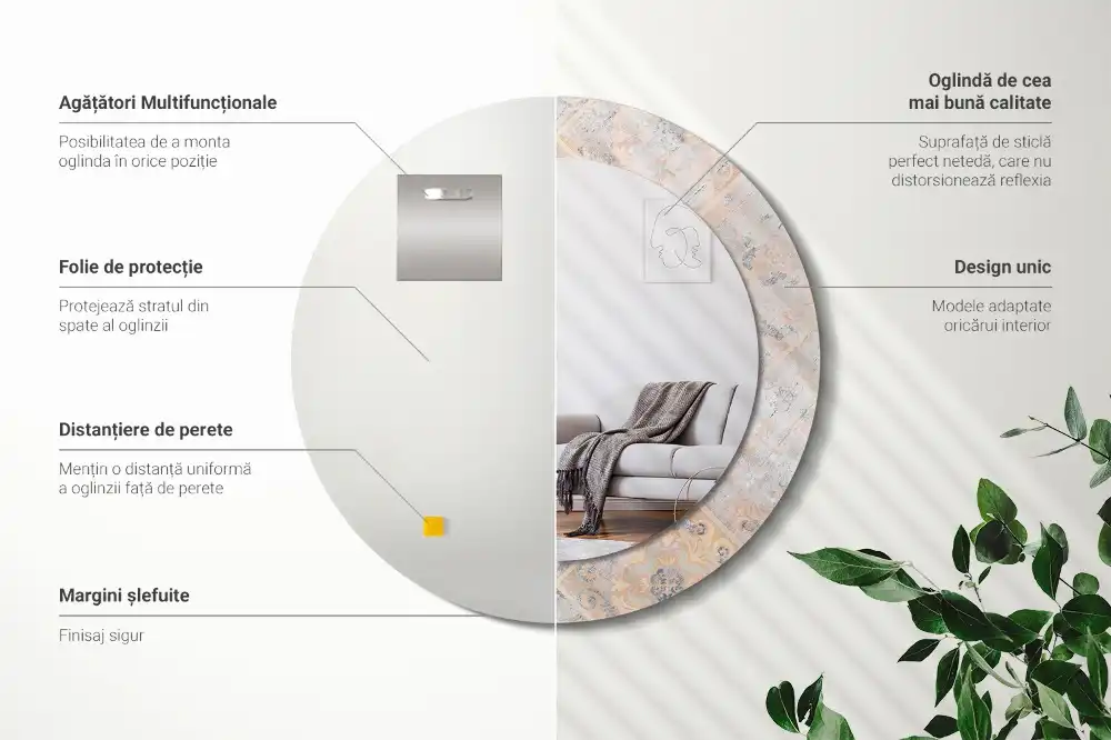 Specchio circolare decoro Piastrelle abrase