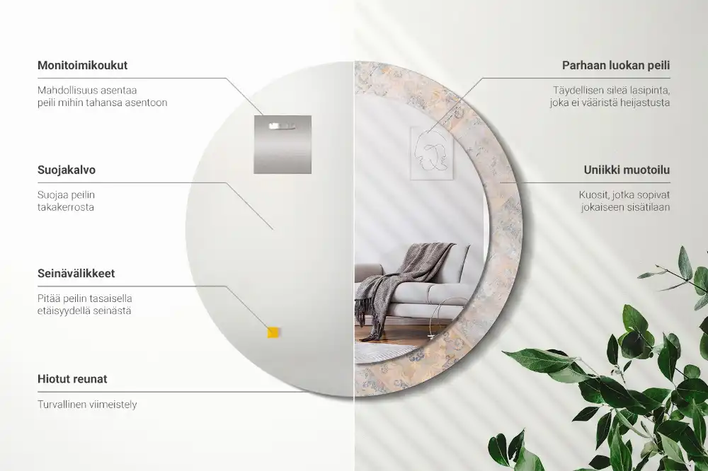 Specchio circolare decoro Piastrelle abrase