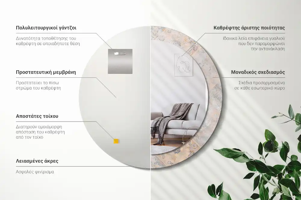 Specchio circolare decoro Piastrelle abrase