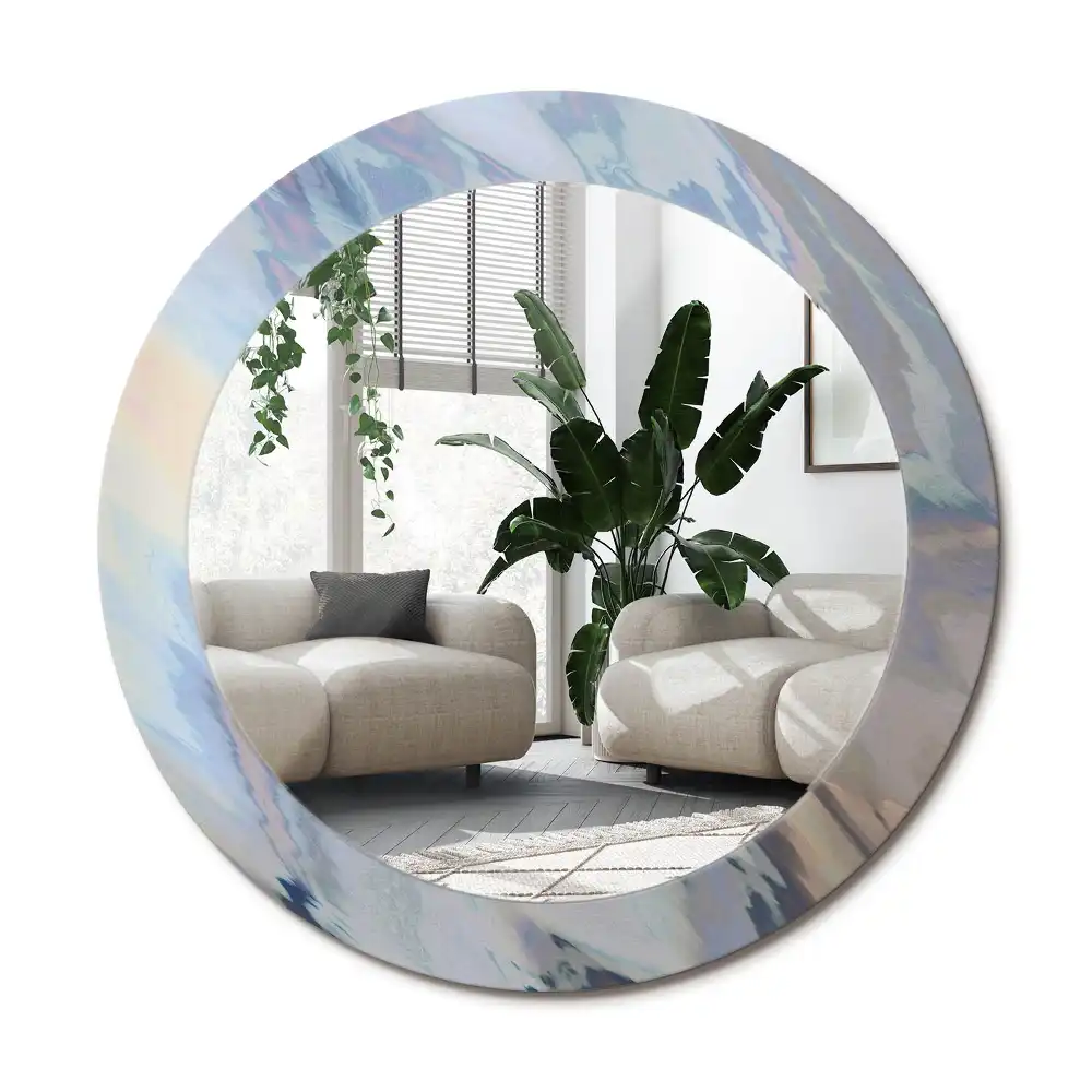 Specchio circolare stampato Onde astratte