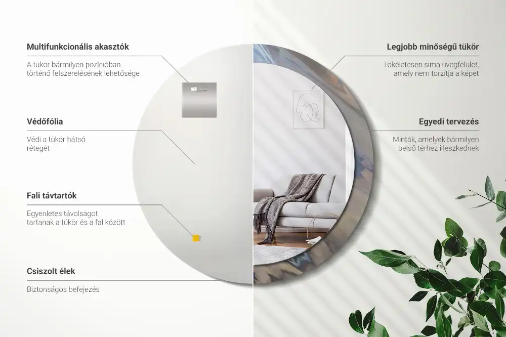 Specchio circolare stampato Onde astratte