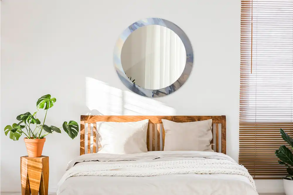 Specchio circolare stampato Onde astratte