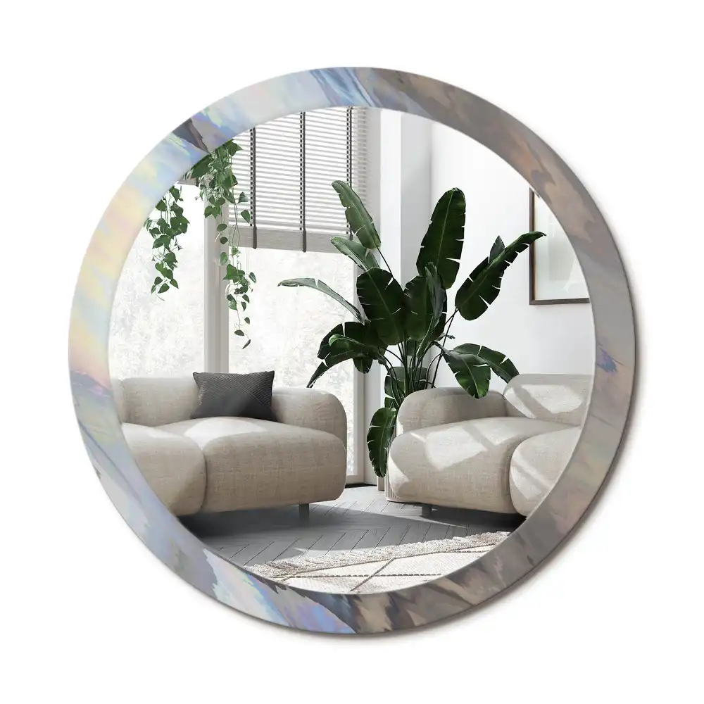 Specchio circolare stampato Onde astratte