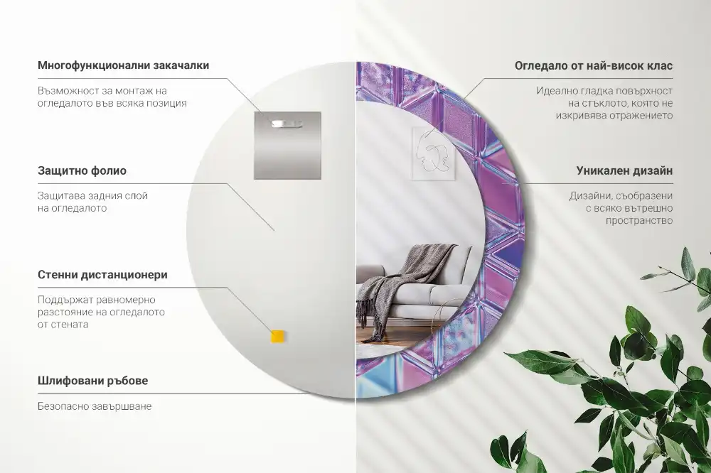 Specchio circolare decoro Modello di cristallo