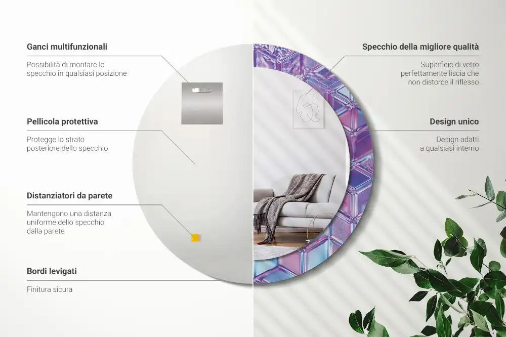 Specchio circolare decoro Modello di cristallo