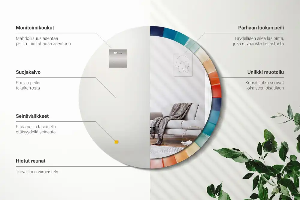 Specchio circolare stampato Piastrelle raggi colorati