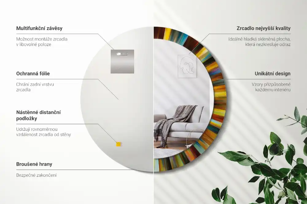 Specchio circolare decoro Raggi colorati