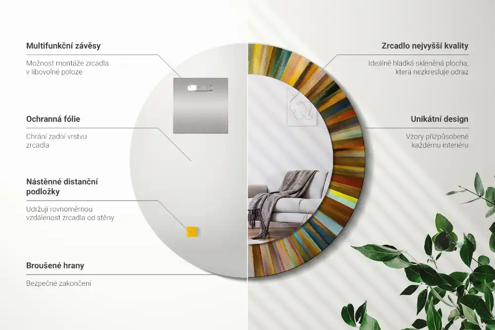 Specchio circolare decoro Raggi colorati