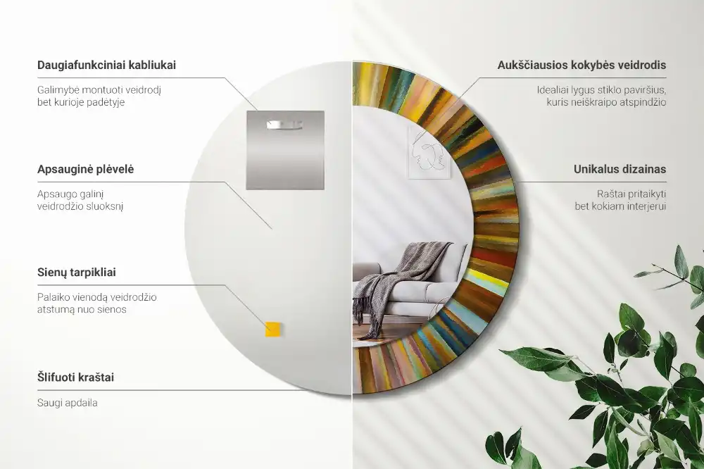 Specchio circolare decoro Raggi colorati