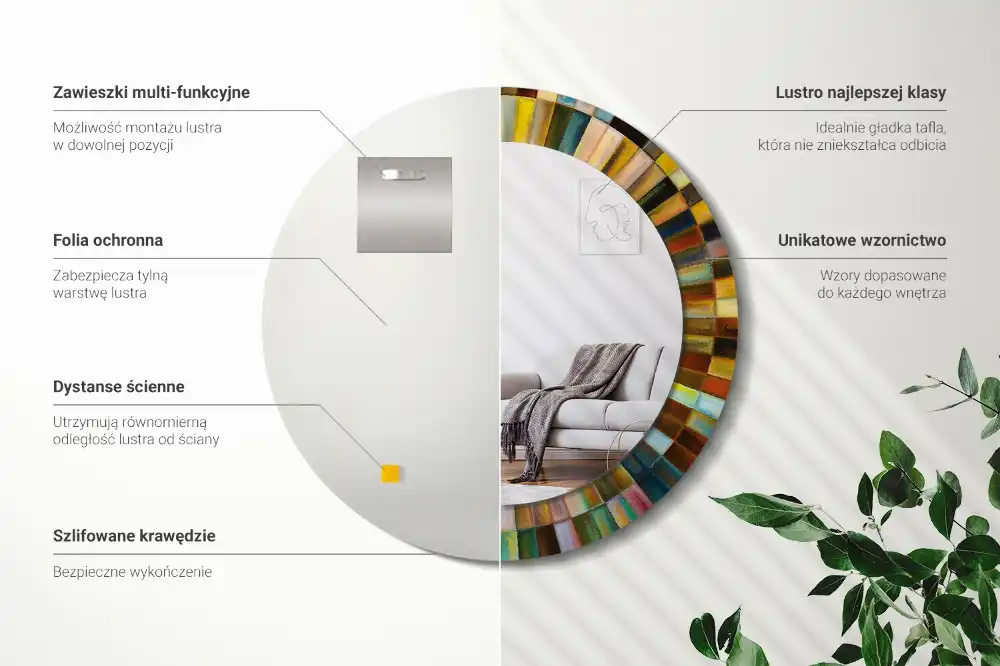 Specchio circolare decoro Raggi colorati