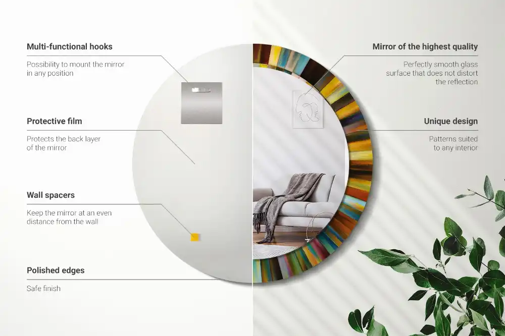 Specchio circolare decoro Raggi colorati