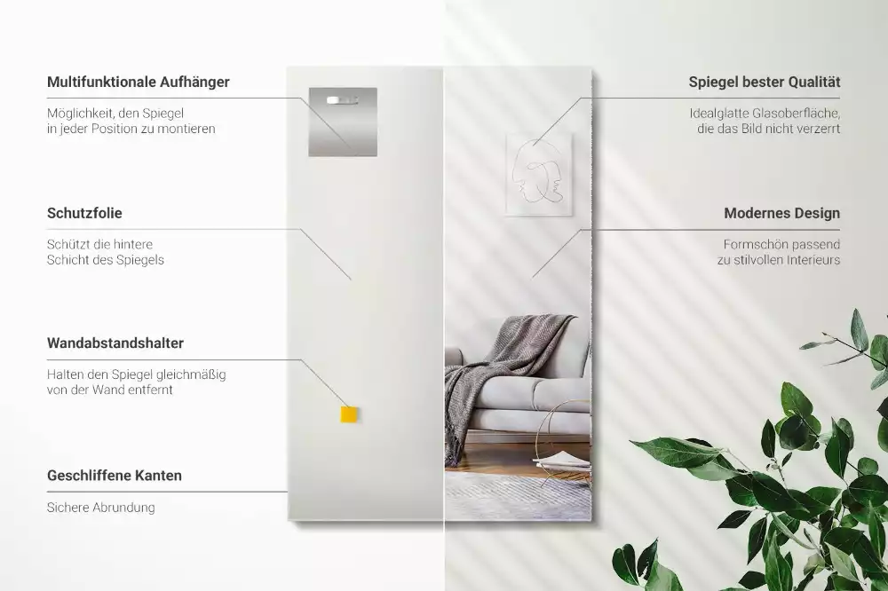 Specchio rettangolare moderno senza cornice