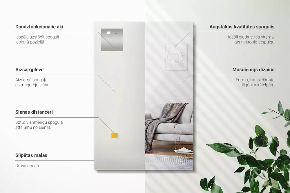 Specchio rettangolare moderno senza cornice