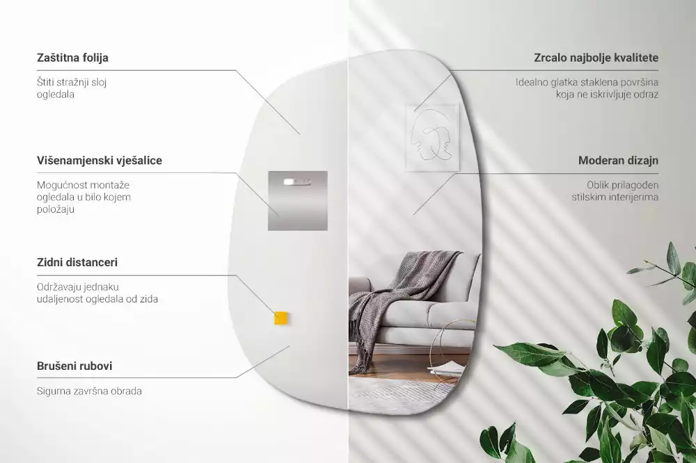 Specchio organico dalla forma raffinata