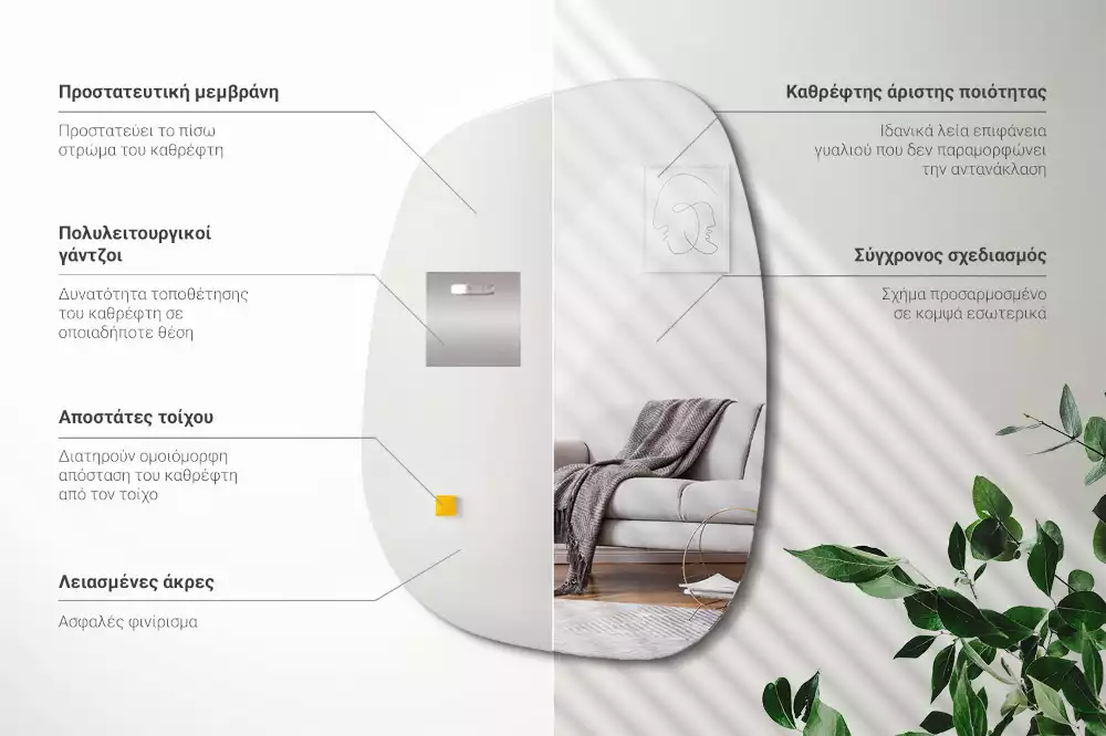 Specchio organico dalla forma raffinata