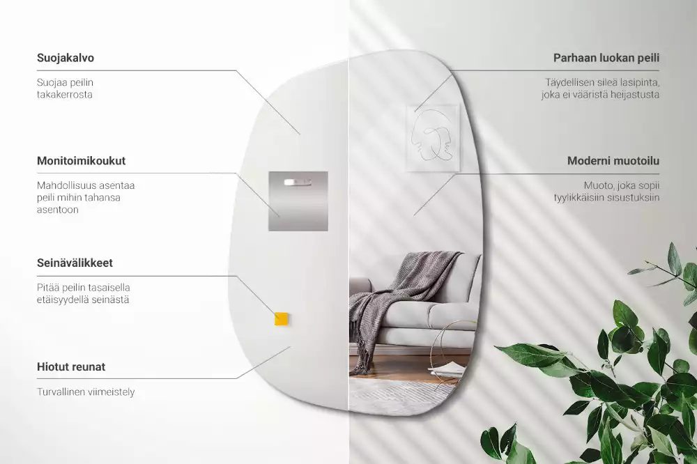 Specchio organico dalla forma raffinata