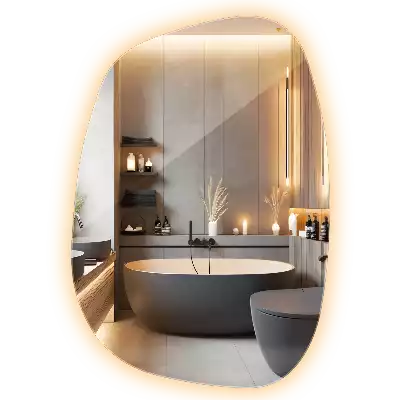 Specchio organico illuminato senza cornice