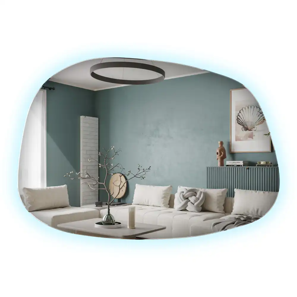 Specchio organico illuminato senza cornice