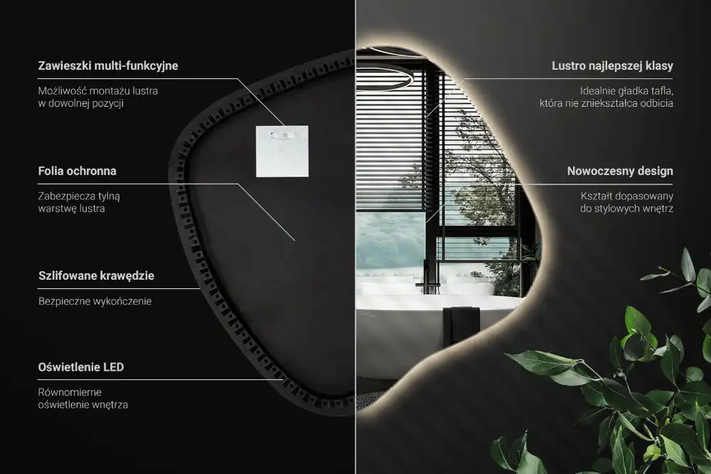 Specchio macchia con illuminazione LED unico